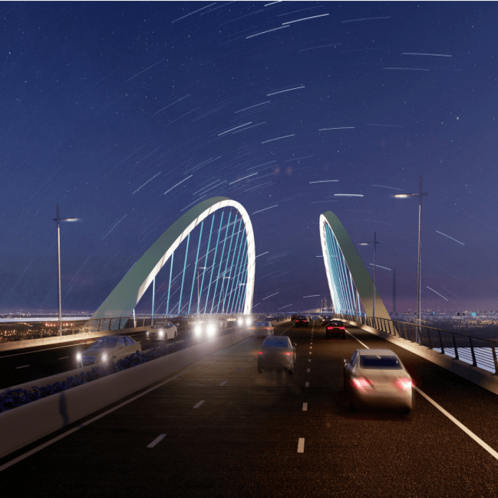 Cầu vượt qua sông Ruột Lợn trên tuyến đường Vành đai 3 (Hải Phòng) do A-ETC thiết kế đạt giải nhất cuộc thi tuyển kiến trúc