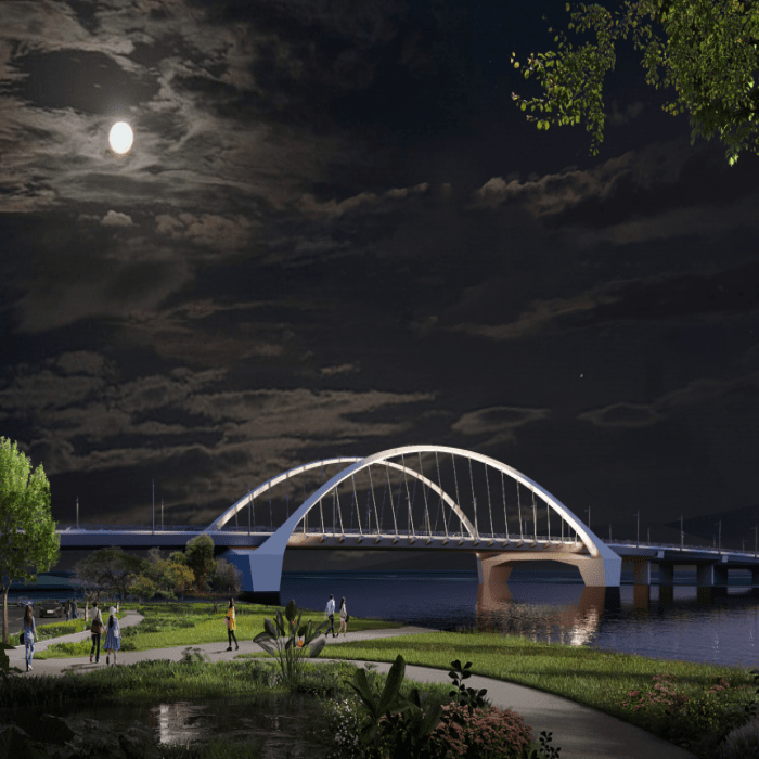Cầu vượt qua sông Ruột Lợn trên tuyến đường Vành đai 3 (Hải Phòng) do A-ETC thiết kế đạt giải nhất cuộc thi tuyển kiến trúc